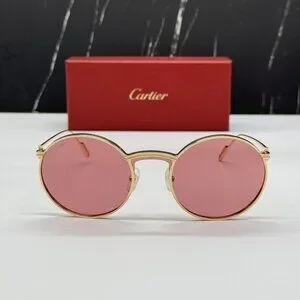 NEW  CARTIER CT0274S 003 CARTIER GOLD/RED TITANIUM WOMEN CARTIER SUNGLASSES NEW CARTIER CT0274S 003 WOMEN GOLD/PINK ROUND SUNGLASSES | eBay main image 3
